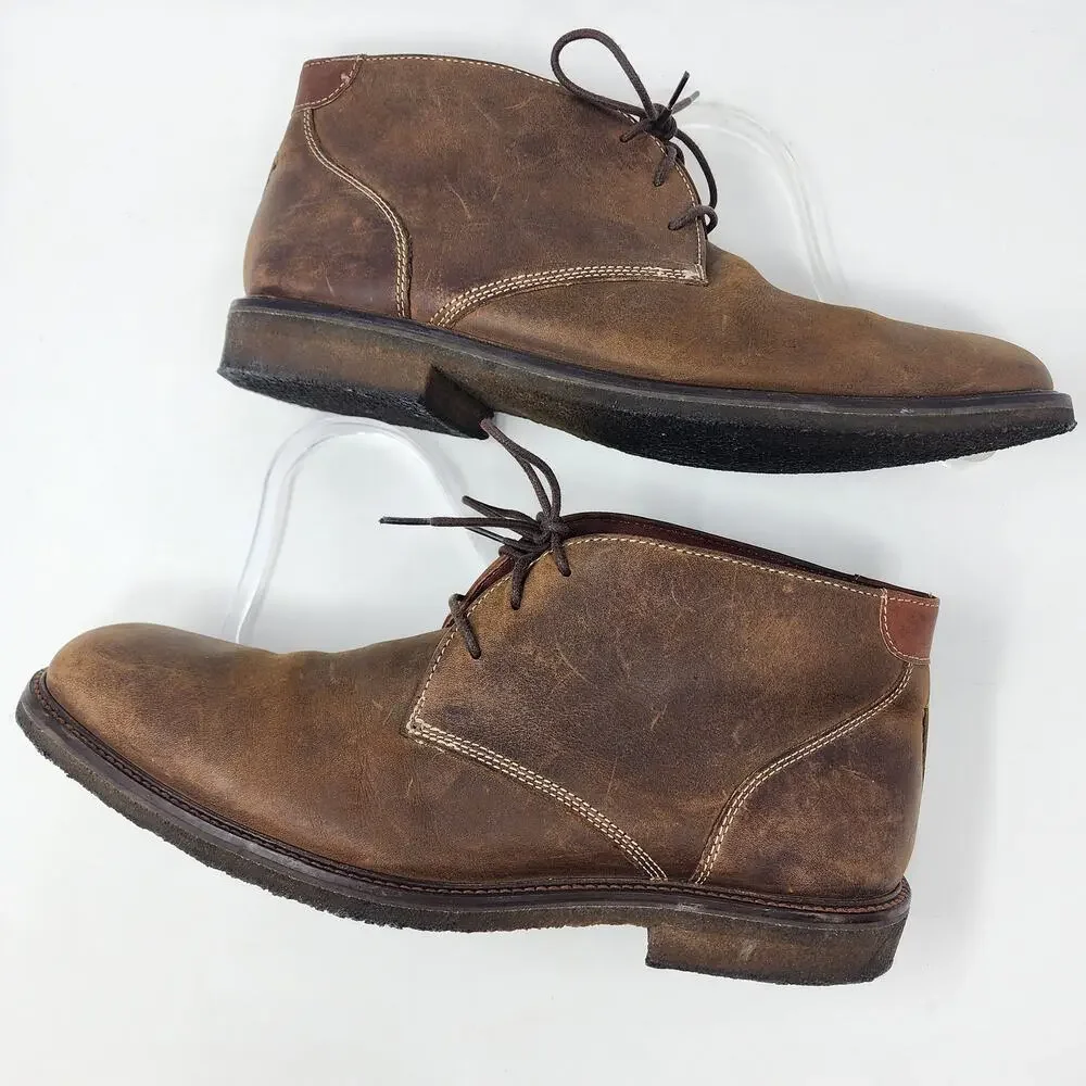 Johnston & Murphy Copeland Chukka Boots Men 11.5M Brown Oiled Leather 25-1870